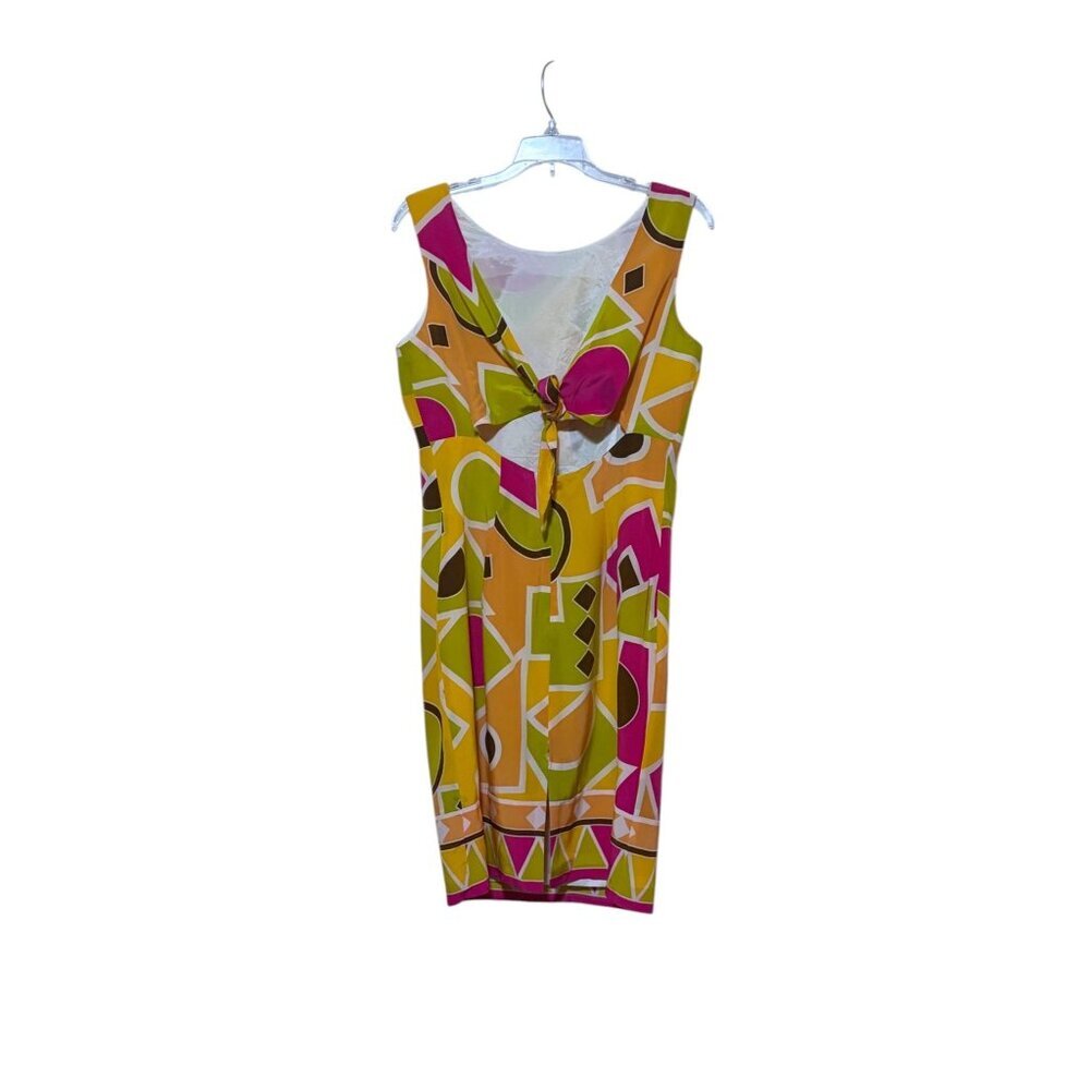 Vintage Maggy London Silk Mini Dress 8 Geometric Color Block 100% Silk Resort - Picture 4 of 8
